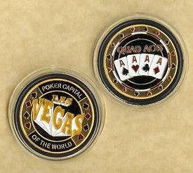 Quad Aces Card Guard Chip Texas Holdem 24 kt Gold