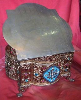 Antique stunning ormulu enamel table church lectern IHS