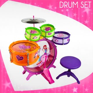 8pc Kids Girls Drum Set Musical Instrument Toy Playset Pretend Play 