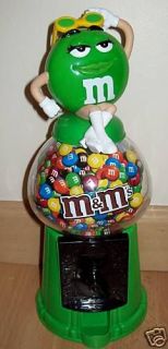 NIB Gumball Style M&Ms Green Bank Candy Dispenser