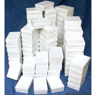 Cotton Filled Jewelry Gift Boxes White 3 1/4 100Pcs