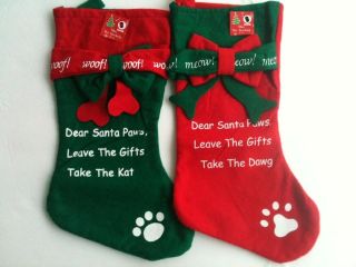 Pet Dog Cat Christmas Stocking Santa Paws Take the Dawg or Kat 