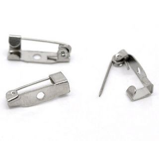 200 Silver Tone Brooch Back Bar Pins Findings 16x4mm