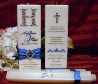 Monogram Bling Unity Candle w/Tapers and Memorial Candle Square