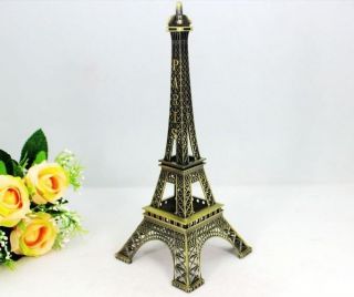 63*63mm Alloy Antique Paris Eiffel Tower Decor Figurine ，15 cm high 