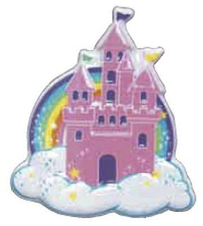 Cupcake Fairy Cake Decorations Toppers x1 Princess Castle Plaque Pink 