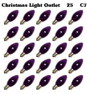 25 C7 Purple Transparent Replacement Bulbs Xmas Halloween Lights
