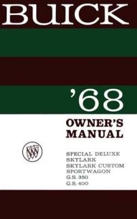 1968 Buick GS Skylark Special Owners Manual User Guide Operator Book 
