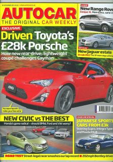 AUTOCAR magazine 30/11/11 feat. GT86, Golf/118d/Civic/Focus, Radical 