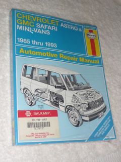 Haynes Chevrolet Astro GMC Safari Mini Vans 1985 thru 1993 Repair 