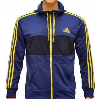 Adidas Mens Climalite Flex Hooded Sweatshirt Jacket Navy/Sl​ime 