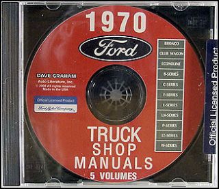 1970 Ford Truck Shop Manual Set on CD F100 F250 F350 Pickup Bronco 