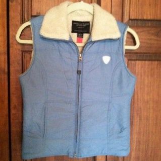 American Eagle Womans Jrs Xs Winter Vest Baby Blue And Cream