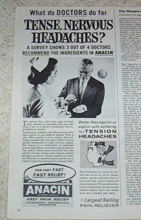 1961 Anacin pain reliever medicine Doctor Nurse OLD AD