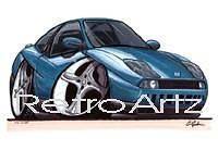 RetroArtz Cartoon Car Fiat Coupe 20v Turbo in Blue