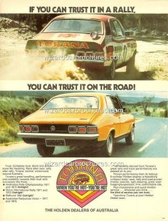 1973 LJ HOLDEN TORANA GTR XU1 HDT PETER BROCK RALLY A3 POSTER AD 