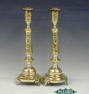Massive Pair of Norblin Brass Candlesticks Warsaw 1900