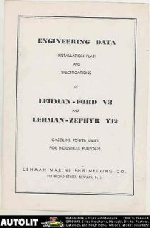 1934 Thru 1938 Ford Lincoln Zephyr Lehman Industrial Engines Brochure