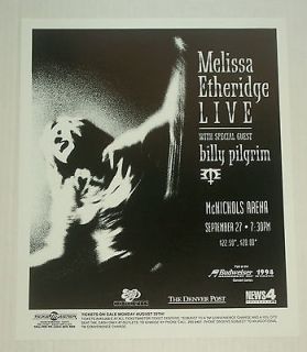 1994 MELISSA ETHERIDGE Live Concert Poster   BILLY PILGRIM