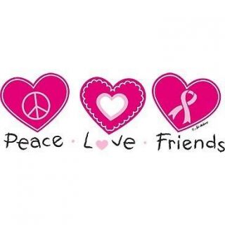 Peace Love Friends S 5X Breast Cancer Awareness Item T Shirt Support 