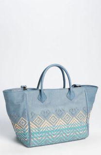 ISABELLA FIORE Bella Aztec Tote Blue Denim Handbag Bag Purse $495 SOLD 