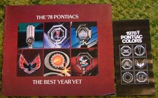   Pontiac Sales Brochure & Color Chart Lot of 2pcs Firebird Trans Am 78