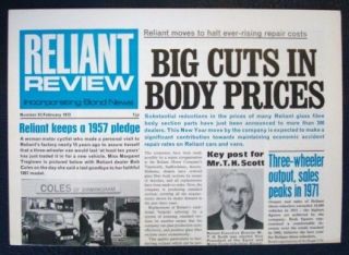 RELIANT REVIEW ISSUE 51 FEBRUAY 1972   BOND BUG CONTENT