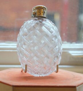 TIFFANY ANTIQUE CUT CRYSTAL AND STERLING SILVER HIP FLASK C1890