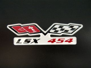 LSX 454 CHEVY EMBLEM w/CROSSFLAGS SATIN