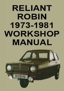 Reliant Robin & Super Robin Workshop Repair Manual CD