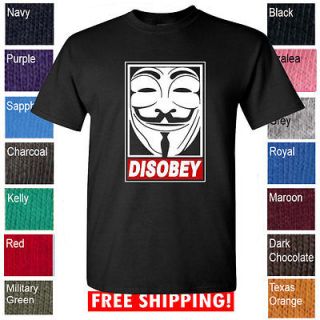 brand new V For Vendetta Disobey Anonymous Guy Fawkes Mask T Shirt 