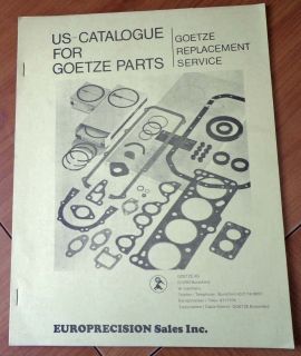 Europrecision Sales, Inc. US Catalogue For Goetz Part Car years 1963 