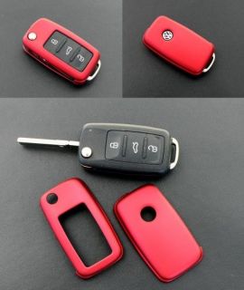 Red VW SEAT SKODA Remote Flip Key Cover Case Skin Shell Cap Fob 