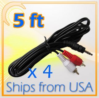 5MM AUX STEREO MALE PLUG TO 2 RCA AUDIO JACK AV CABLE PC  