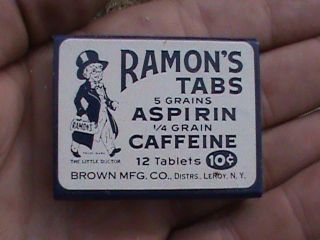 VINTAGE RAMONS TABS ASPIRIN CAFFEINE BOX NOT TIN NEAT ITEM