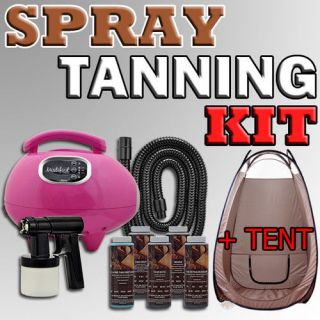 Pink Sunless Spray Solution Tanning KIT w/ Heat Brown TENT Machine Tan 