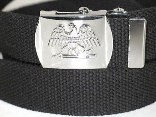 Canvas BLACK Military WEB Style Belt Silver Metal USA EAGLE Buckle 45 