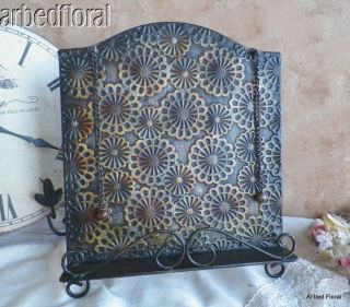 Tuscan Brown Iron Cookbook Stand Display Cook Book Embossed Floral 