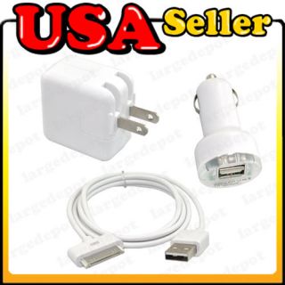   Charger Adapter+USB Cable+Car Charger For iPod iPad 1/2 iPhone 3G/S 4G