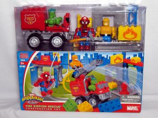 Mega Bloks SPIDER MAN & Friends FIRE STATION RESCUE Toy The Thing HULK 