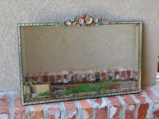 Large Antique English Barbola Gesso Frame Beveled Wall MIRROR