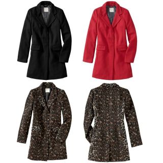Old Navy Womens Wool Blend Car Coats Coat Long Black Red Leopard NWT