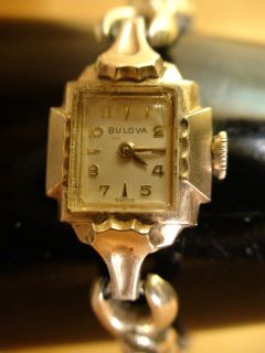 Antique 1956 BULOVA SWISS VINTAGE LADIES WATCH 10K GOLD RGP Jeweled 