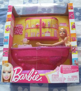   Tub Play Set Blonde Doll, Pink Bath Tub & Bathroom Accessories New