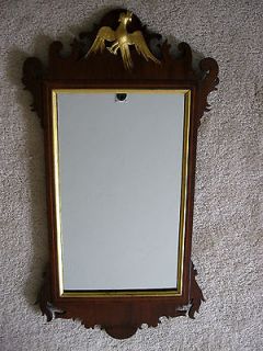 ANTIQUE HANDCARVED GOLD GILT PHOENIX CHIPPENDALE MIRROR MARQUETRY WOOD 