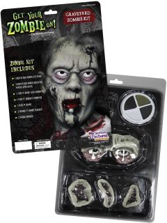 Graveyard Grey Zombie Costume Makeup & Prosthetics Kit Adult *New*