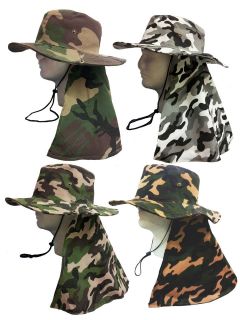 Boonie Fishing Hiking Army Military Ear Flap Snap Bucket Sun Hat With 