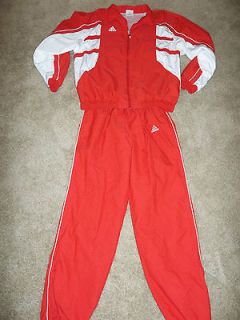 Womens Large Mens Small Vintage Retro ADIDAS Track Athletic Suit Red