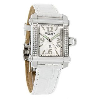   Charriol Colvmbvs Diamond Ladies White Leather Band Swiss Quartz Watch