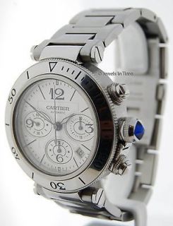 Cartier Pasha W31089M7 Steel Seatimer Chronograph Box & Papers MINT